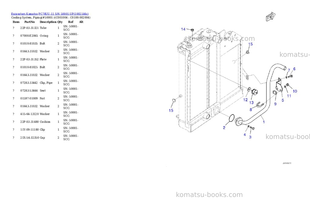 Komatsu PC78UU-11 S/N 50001-UP Parts catalog cover Page 8