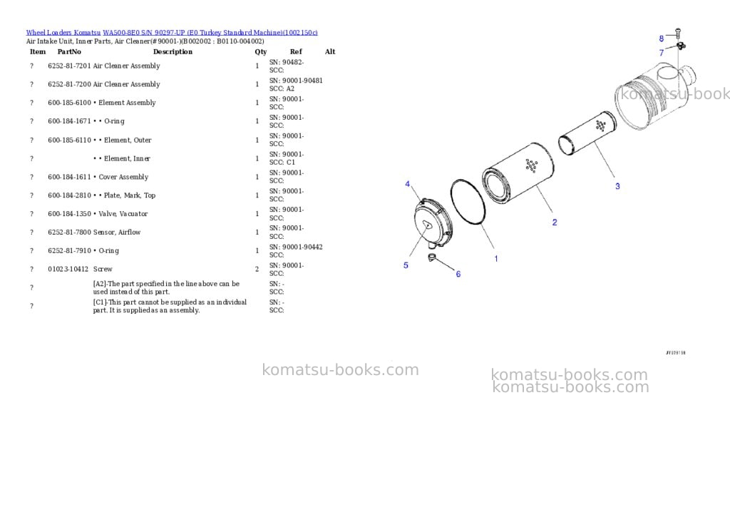 Komatsu WA500-8E0 S/N 90297-UP (E0 Turkey Standard Machine) Parts catalog cover Page 4