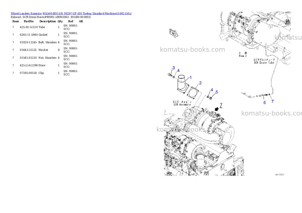 Komatsu WA500-8E0 S/N 90297-UP (E0 Turkey Standard Machine) Parts catalog cover Page 9