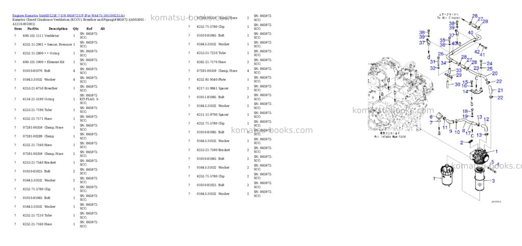 Komatsu SAA6D125E-7 S/N 865972-UP (For WA475-10) Parts catalog cover Page 2