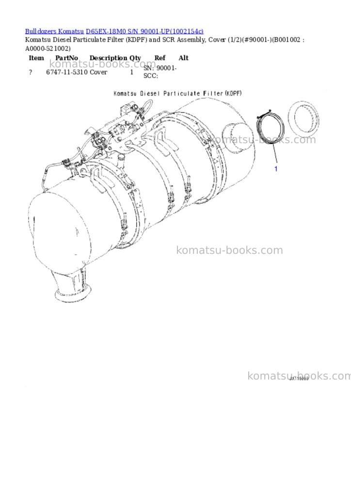 Komatsu D65EX-18M0 S/N 90001-UP Parts catalog cover Komatsu D65EX-18M0 S/N 90001-UP Parts catalog cover