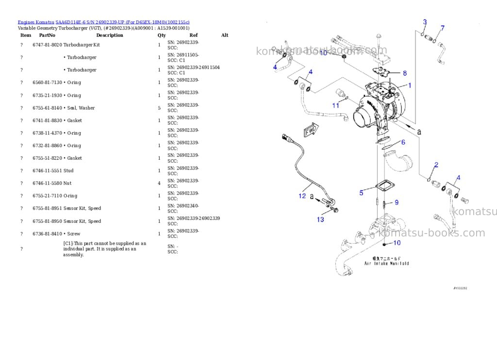 Komatsu SAA6D114E-6 S/N 26902339-UP (For D65EX-18M0) Parts catalog cover Page 10 Komatsu SAA6D114E-6 S/N 26902339-UP (For D65EX-18M0) Parts catalog cover Page 10