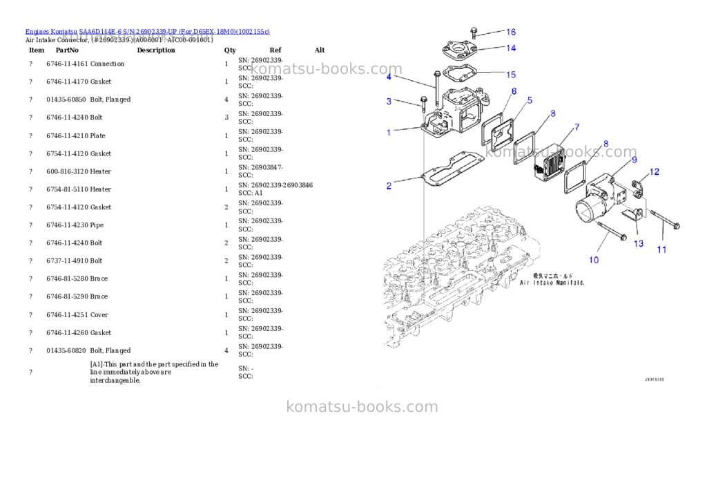 Komatsu SAA6D114E-6 S/N 26902339-UP (For D65EX-18M0) Parts catalog cover Page 5 Komatsu SAA6D114E-6 S/N 26902339-UP (For D65EX-18M0) Parts catalog cover Page 5