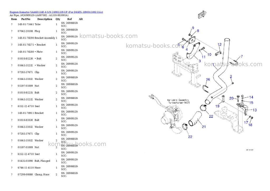 Komatsu SAA6D114E-6 S/N 26902339-UP (For D65EX-18M0) Parts catalog cover Page 7 Komatsu SAA6D114E-6 S/N 26902339-UP (For D65EX-18M0) Parts catalog cover Page 7