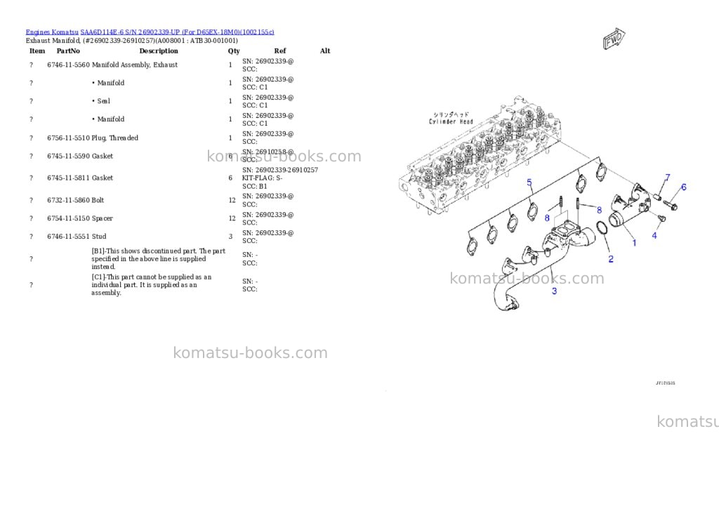 Komatsu SAA6D114E-6 S/N 26902339-UP (For D65EX-18M0) Parts catalog cover Page 8 Komatsu SAA6D114E-6 S/N 26902339-UP (For D65EX-18M0) Parts catalog cover Page 8