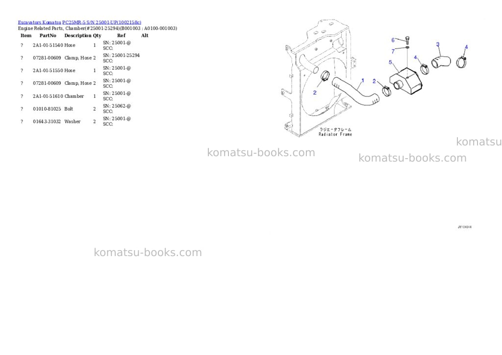 Komatsu PC25MR-5 S/N 25001-UP Parts catalog cover Page 2 Komatsu PC25MR-5 S/N 25001-UP Parts catalog cover Page 2