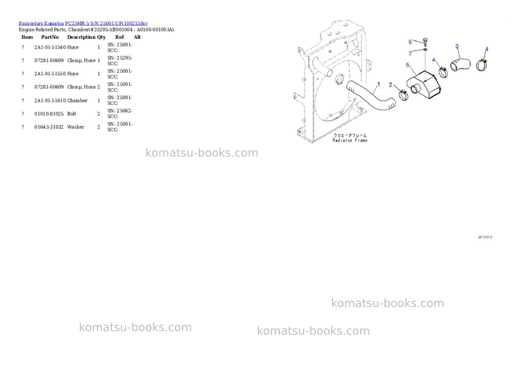Komatsu PC25MR-5 S/N 25001-UP Parts catalog cover Page 3 Komatsu PC25MR-5 S/N 25001-UP Parts catalog cover Page 3