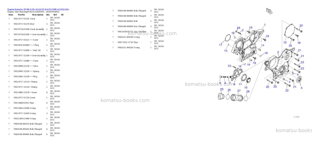 Komatsu 3D76E-6 S/N 14514-UP (For PC25MR-5) Parts catalog cover Komatsu 3D76E-6 S/N 14514-UP (For PC25MR-5) Parts catalog cover