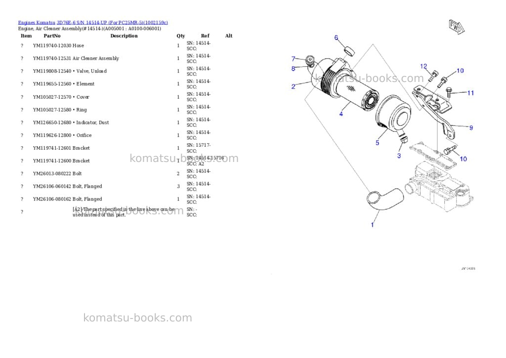 Komatsu 3D76E-6 S/N 14514-UP (For PC25MR-5) Parts catalog cover Page 4 Komatsu 3D76E-6 S/N 14514-UP (For PC25MR-5) Parts catalog cover Page 4