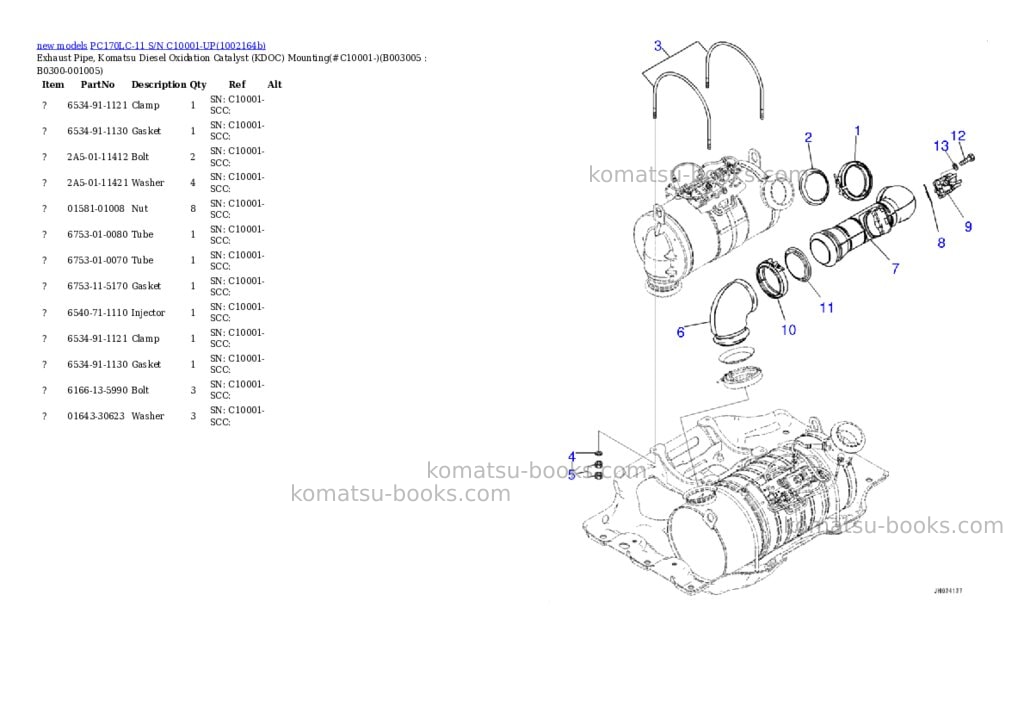 Komatsu PC170LC-11 S/N C10001-UP Parts catalog cover Page 10 Komatsu PC170LC-11 S/N C10001-UP Parts catalog cover Page 10