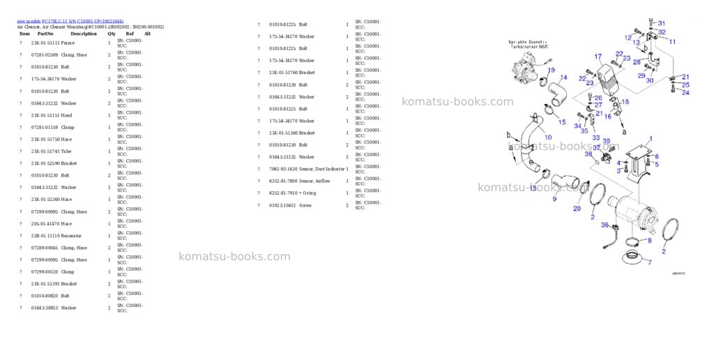 Komatsu PC170LC-11 S/N C10001-UP Parts catalog cover Page 3 Komatsu PC170LC-11 S/N C10001-UP Parts catalog cover Page 3