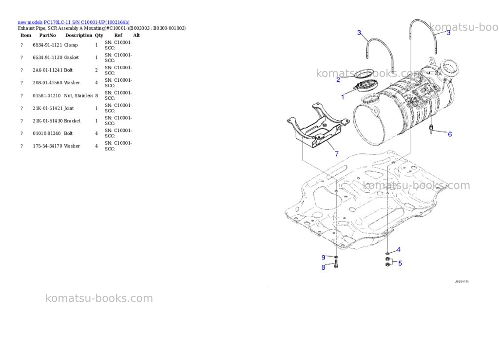 Komatsu PC170LC-11 S/N C10001-UP Parts catalog cover Page 8 Komatsu PC170LC-11 S/N C10001-UP Parts catalog cover Page 8