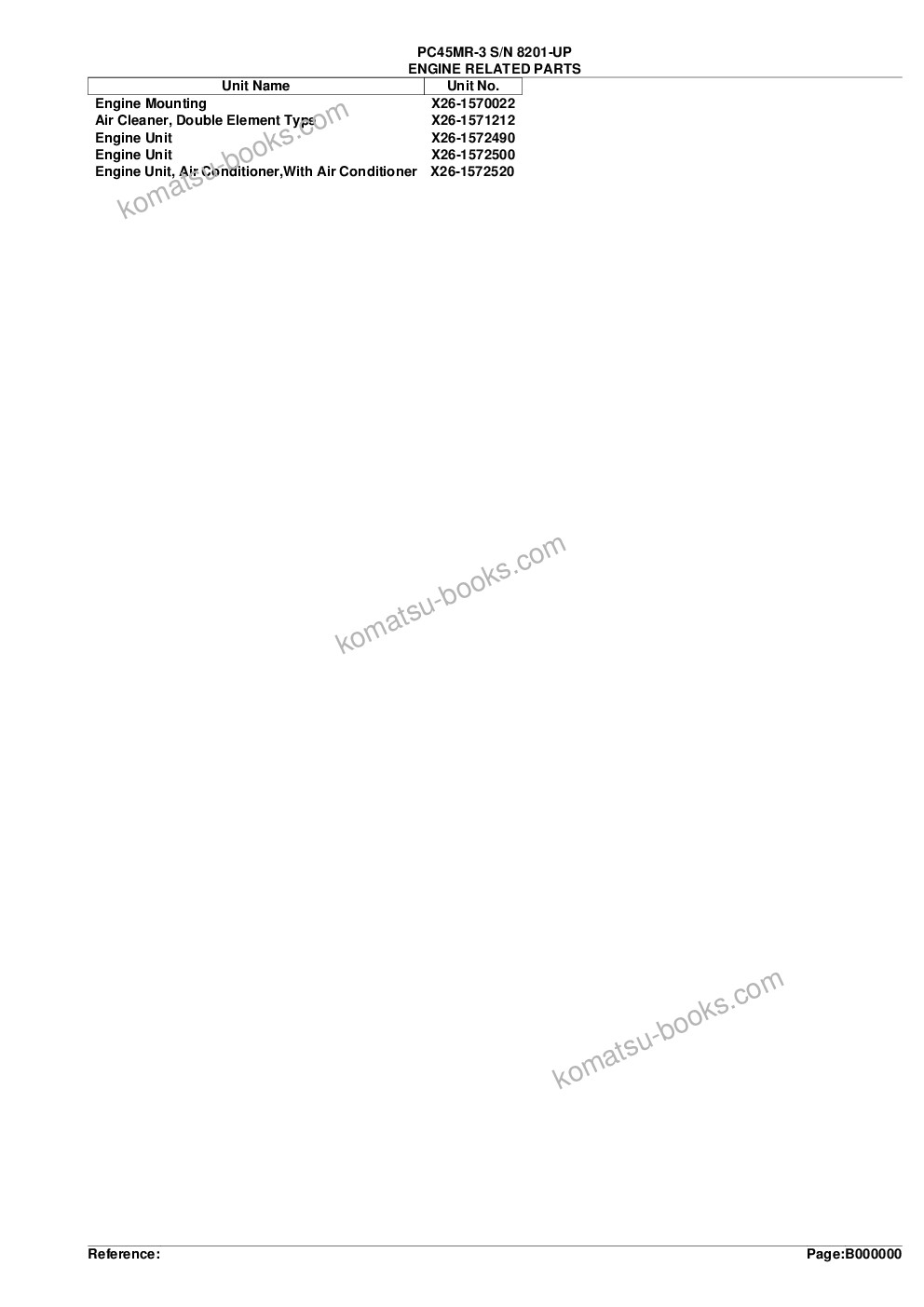 Komatsu PC45MR-3 S/N 8201-UP Parts catalog cover Page 2 Komatsu PC45MR-3 S/N 8201-UP Parts catalog cover Page 2