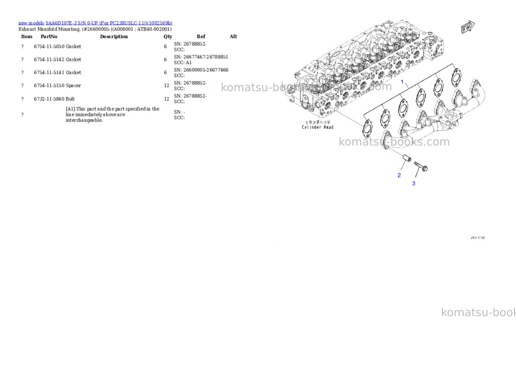 Komatsu SAA6D107E-3 S/N 0-UP (For PC238USLC-11/) Parts catalog cover Page 9 Komatsu SAA6D107E-3 S/N 0-UP (For PC238USLC-11/) Parts catalog cover Page 9