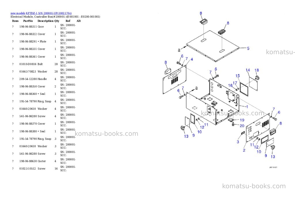Komatsu KFTDZ-1 S/N 200001-UP Parts catalog cover Komatsu KFTDZ-1 S/N 200001-UP Parts catalog cover