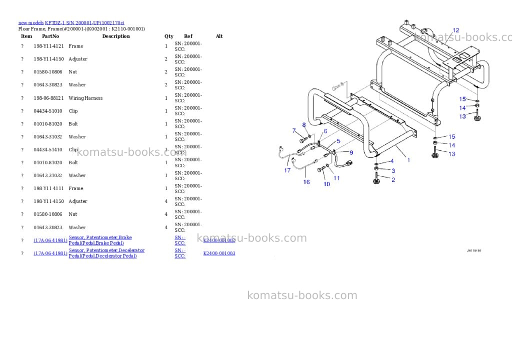 Komatsu KFTDZ-1 S/N 200001-UP Parts catalog cover Page 10 Komatsu KFTDZ-1 S/N 200001-UP Parts catalog cover Page 10