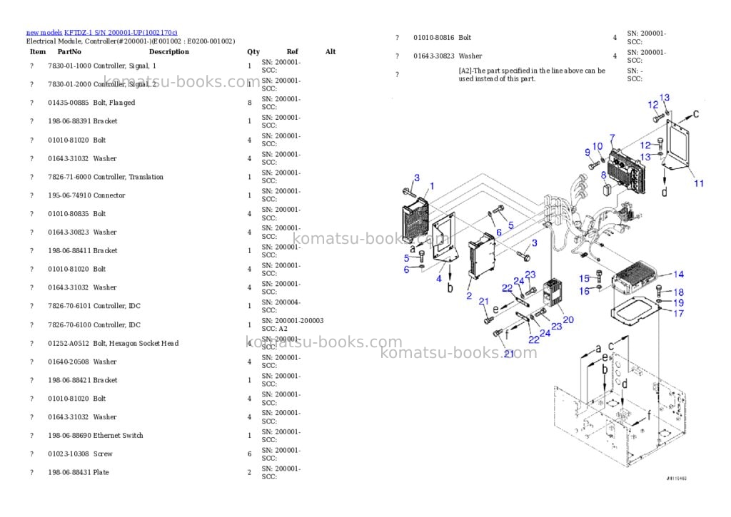 Komatsu KFTDZ-1 S/N 200001-UP Parts catalog cover Page 2 Komatsu KFTDZ-1 S/N 200001-UP Parts catalog cover Page 2
