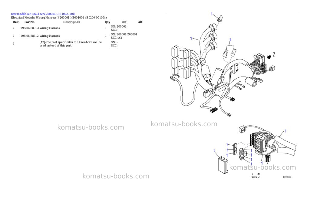 Komatsu KFTDZ-1 S/N 200001-UP Parts catalog cover Page 4 Komatsu KFTDZ-1 S/N 200001-UP Parts catalog cover Page 4