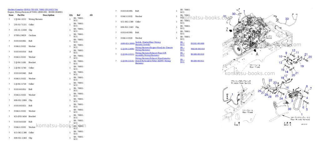 Komatsu GD955-7E0 S/N 70001-UP Parts catalog cover