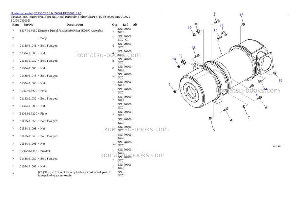 Komatsu GD955-7E0 S/N 70001-UP Parts catalog cover Page 10