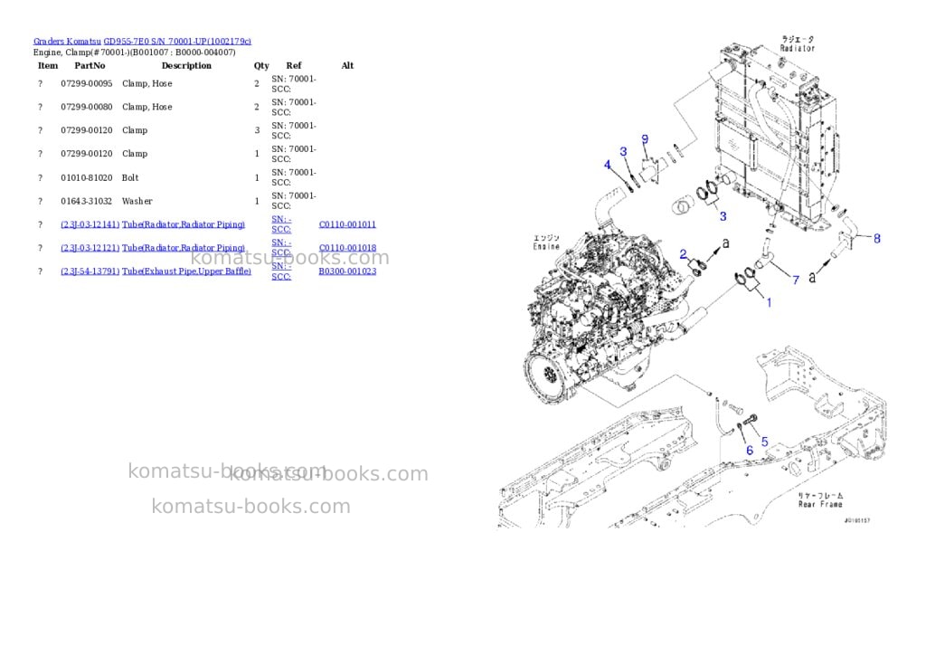 Komatsu GD955-7E0 S/N 70001-UP Parts catalog cover Page 6