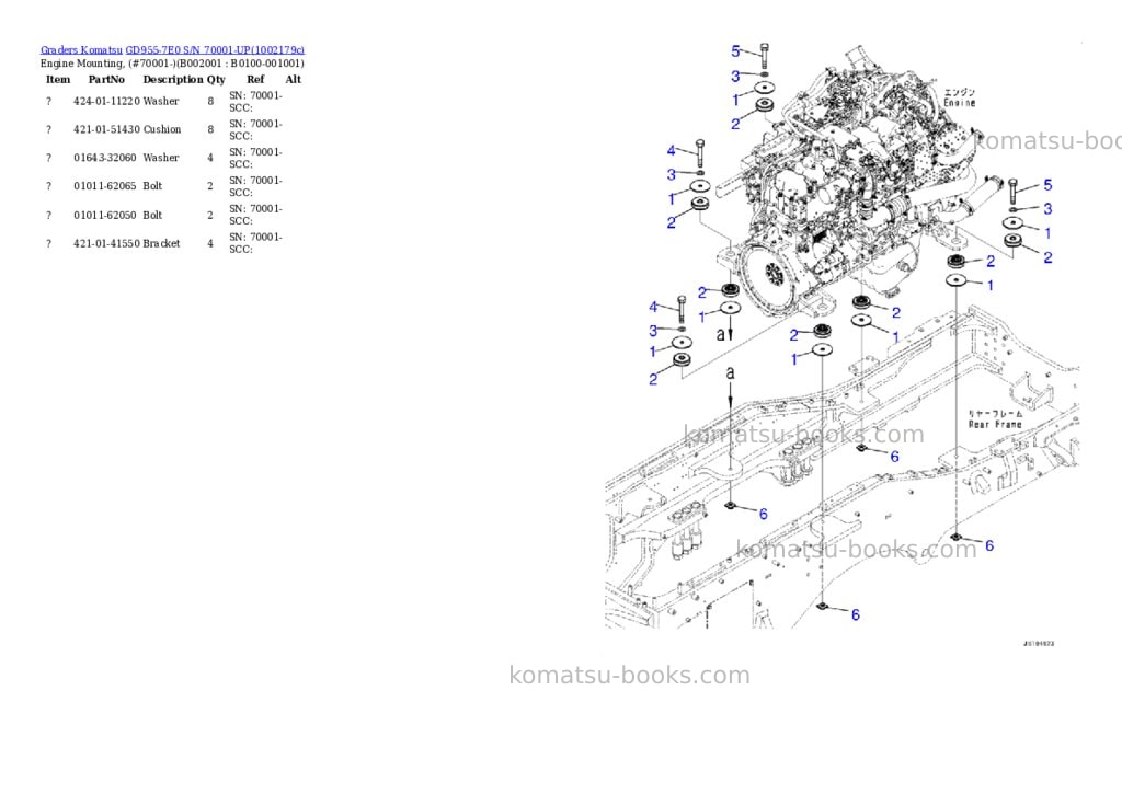 Komatsu GD955-7E0 S/N 70001-UP Parts catalog cover Page 7