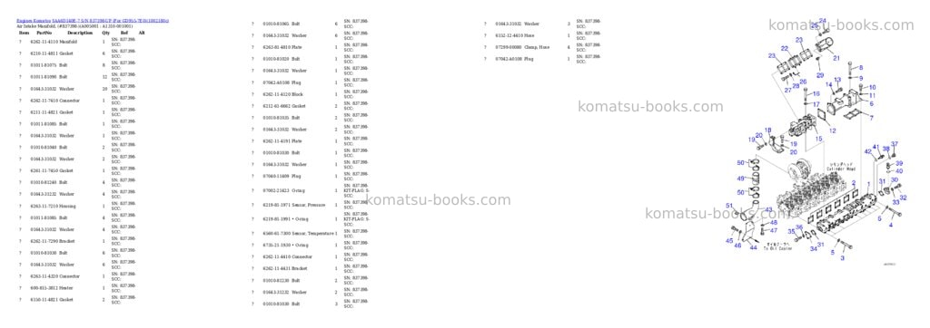 Komatsu SAA6D140E-7 S/N 837398-UP (For GD955-7E0) Parts catalog cover Page 7
