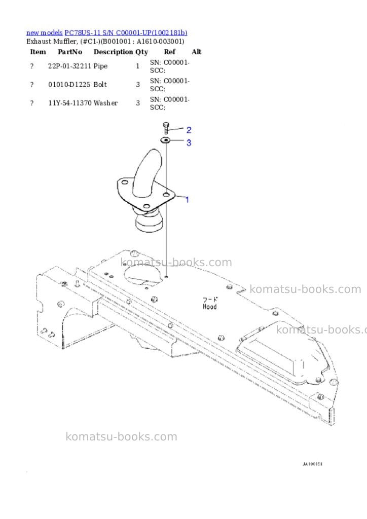 Komatsu PC78US-11 S/N C00001-UP Parts catalog cover Komatsu PC78US-11 S/N C00001-UP Parts catalog cover