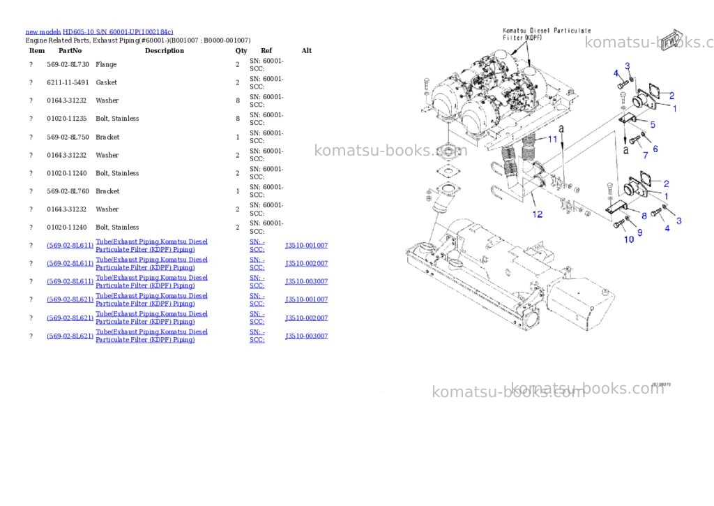 Komatsu HD605-10 S/N 60001-UP Parts catalog cover Page 7 Komatsu HD605-10 S/N 60001-UP Parts catalog cover Page 7