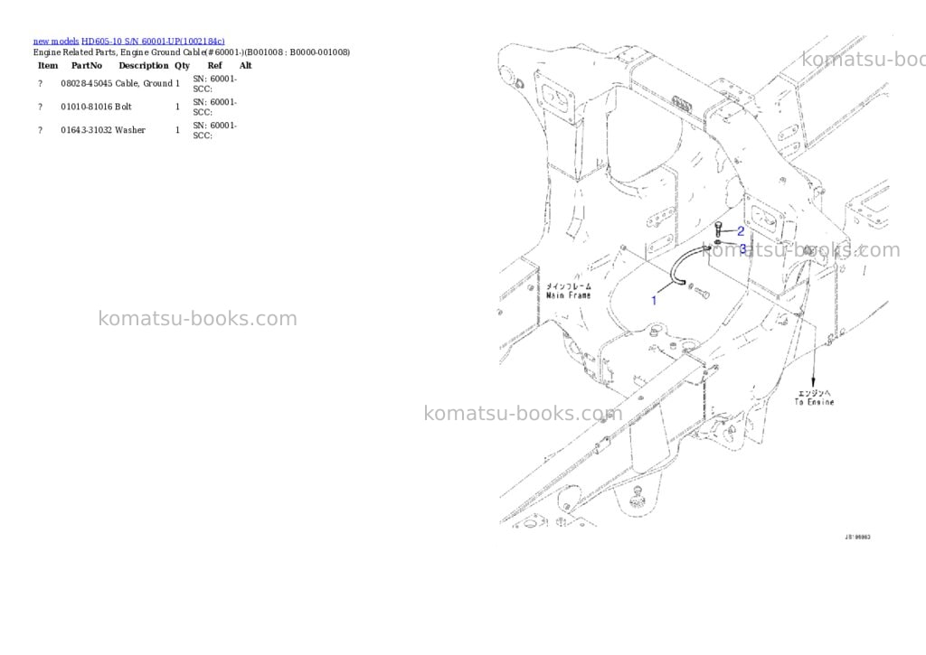 Komatsu HD605-10 S/N 60001-UP Parts catalog cover Page 8 Komatsu HD605-10 S/N 60001-UP Parts catalog cover Page 8