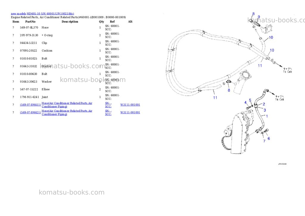 Komatsu HD605-10 S/N 60001-UP Parts catalog cover Page 9 Komatsu HD605-10 S/N 60001-UP Parts catalog cover Page 9