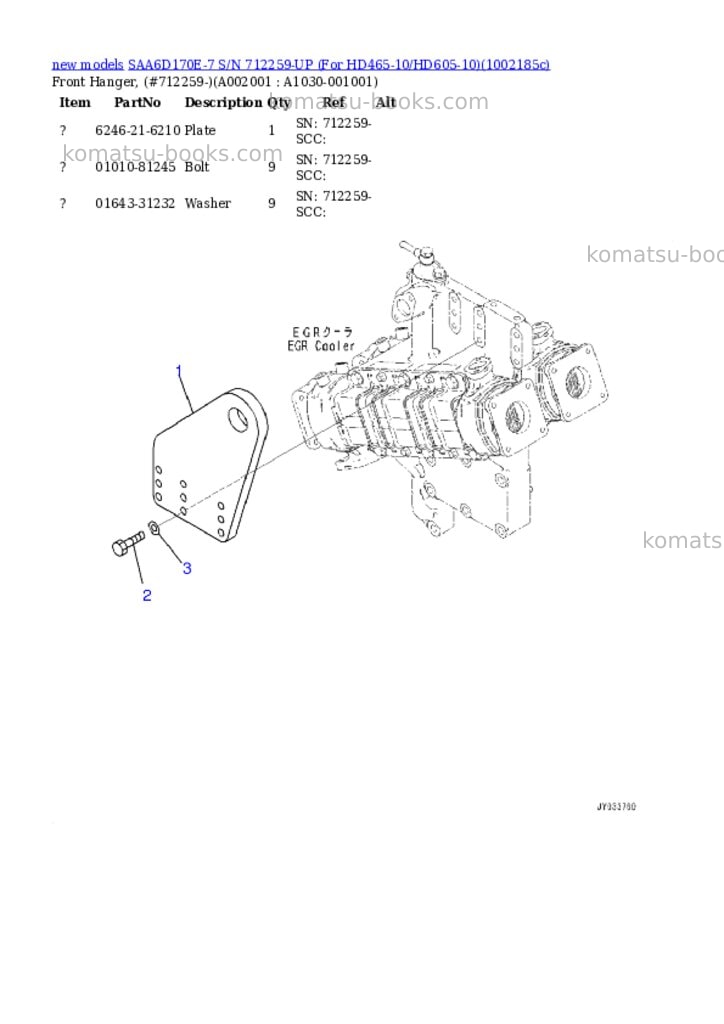 Komatsu SAA6D170E-7 S/N 712259-UP (For HD465-10/HD605-10) Parts catalog cover Page 2 Komatsu SAA6D170E-7 S/N 712259-UP (For HD465-10/HD605-10) Parts catalog cover Page 2