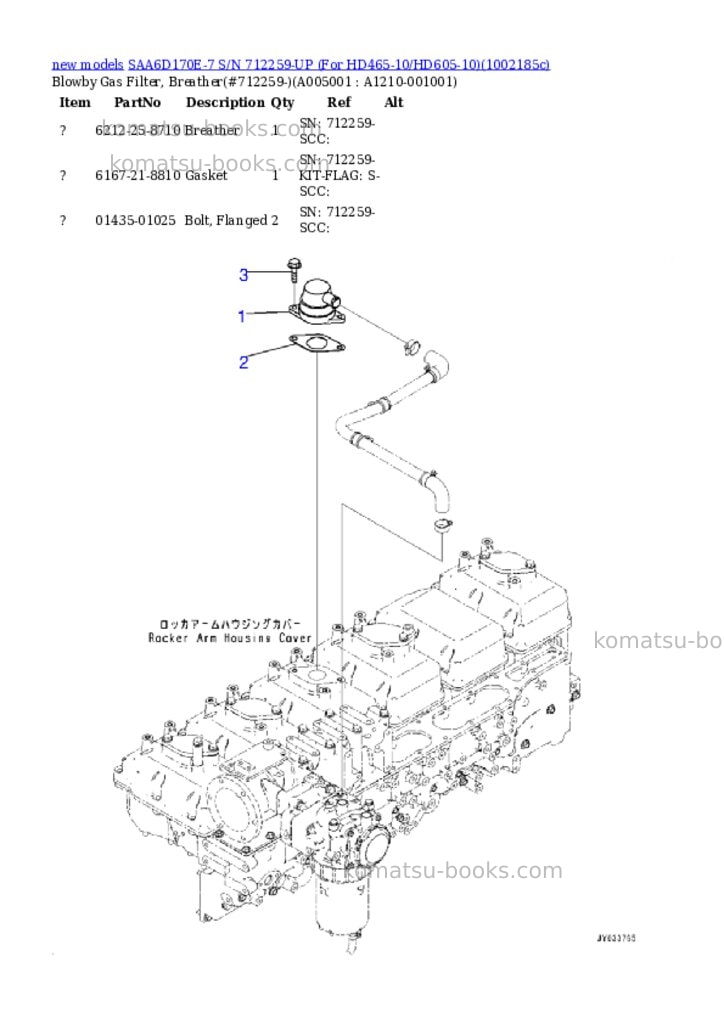 Komatsu SAA6D170E-7 S/N 712259-UP (For HD465-10/HD605-10) Parts catalog cover Page 5 Komatsu SAA6D170E-7 S/N 712259-UP (For HD465-10/HD605-10) Parts catalog cover Page 5