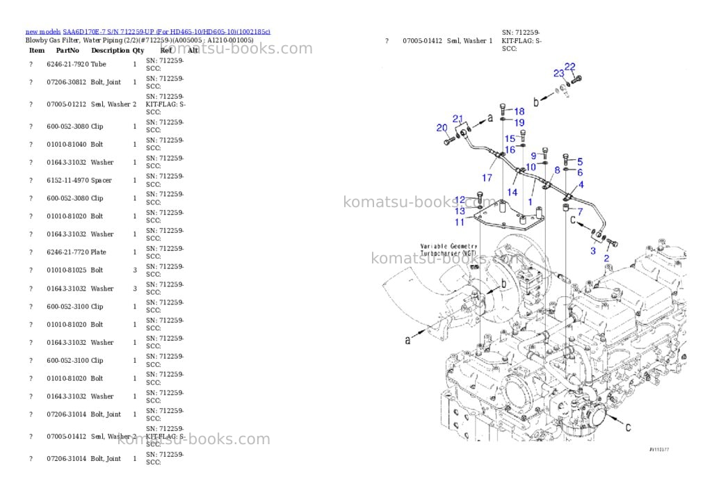 Komatsu SAA6D170E-7 S/N 712259-UP (For HD465-10/HD605-10) Parts catalog cover Page 9 Komatsu SAA6D170E-7 S/N 712259-UP (For HD465-10/HD605-10) Parts catalog cover Page 9