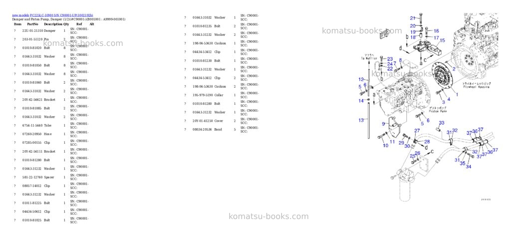 Komatsu PC225LC-10M0 S/N C90001-UP Parts catalog cover