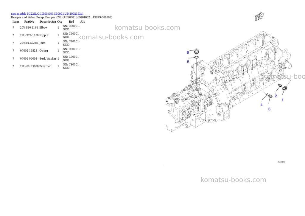 Komatsu PC225LC-10M0 S/N C90001-UP Parts catalog cover Page 2