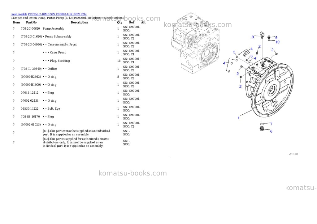 Komatsu PC225LC-10M0 S/N C90001-UP Parts catalog cover Page 3