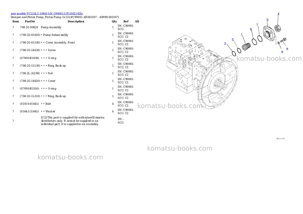 Komatsu PC225LC-10M0 S/N C90001-UP Parts catalog cover Page 7