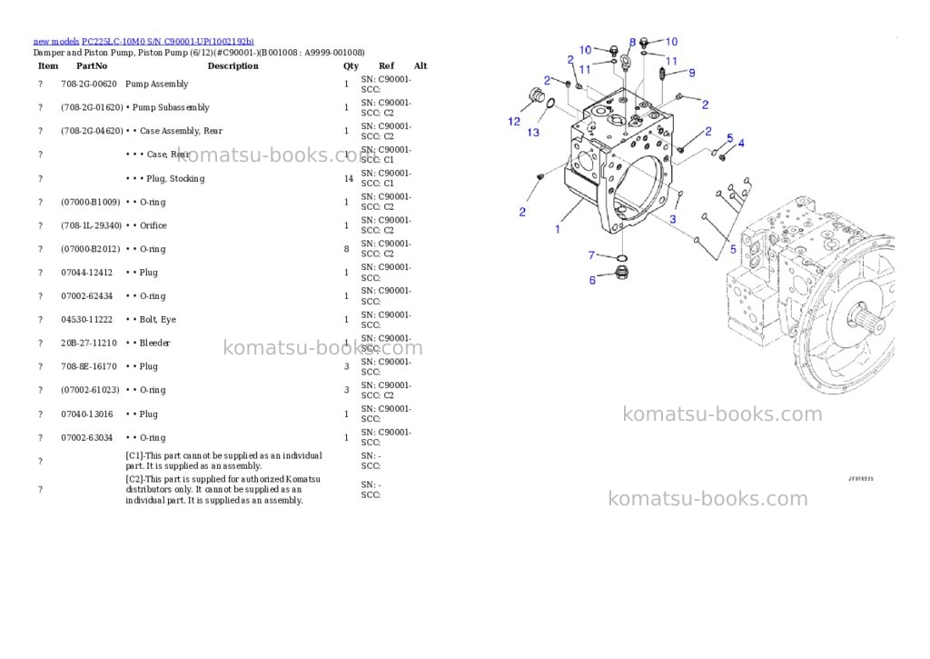 Komatsu PC225LC-10M0 S/N C90001-UP Parts catalog cover Page 8