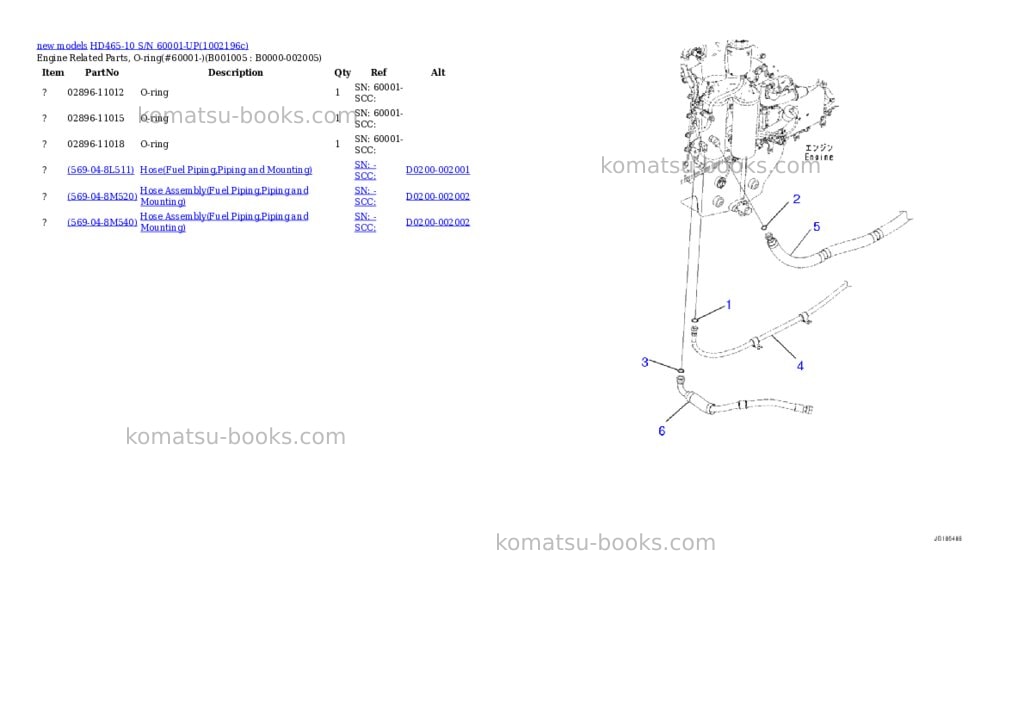 Komatsu HD465-10 S/N 60001-UP Parts catalog cover Page 5 Komatsu HD465-10 S/N 60001-UP Parts catalog cover Page 5
