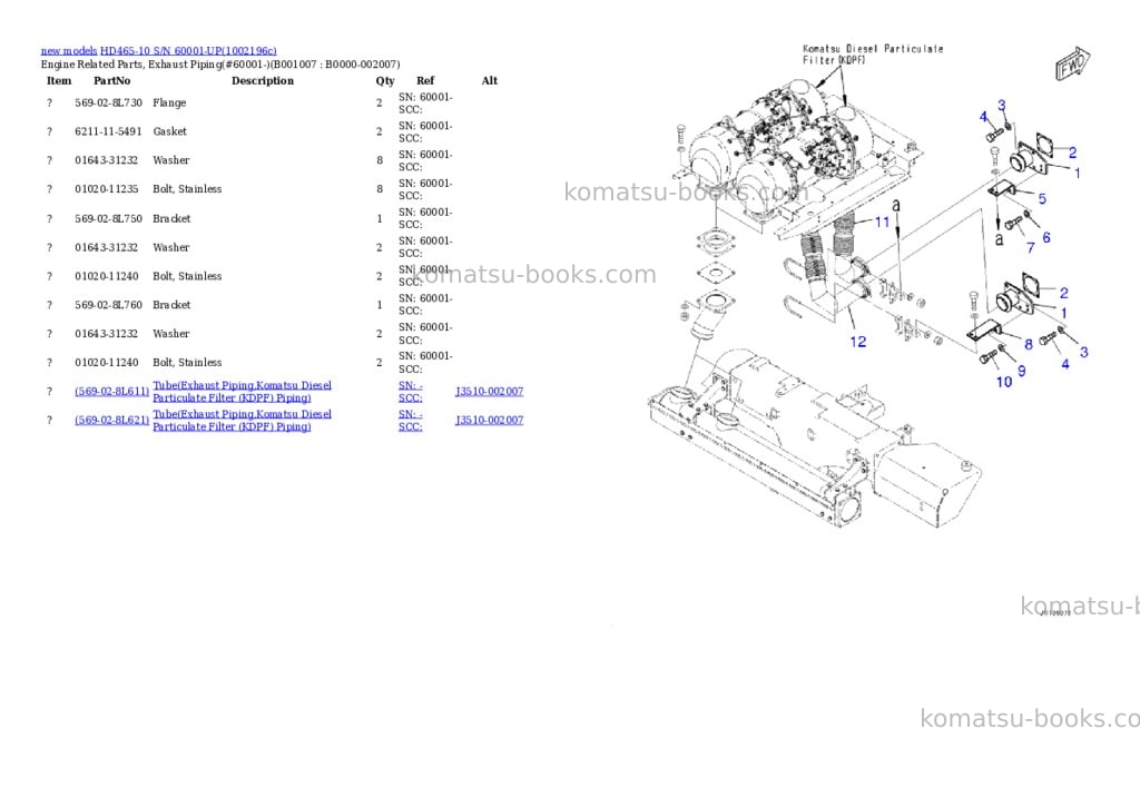 Komatsu HD465-10 S/N 60001-UP Parts catalog cover Page 7 Komatsu HD465-10 S/N 60001-UP Parts catalog cover Page 7