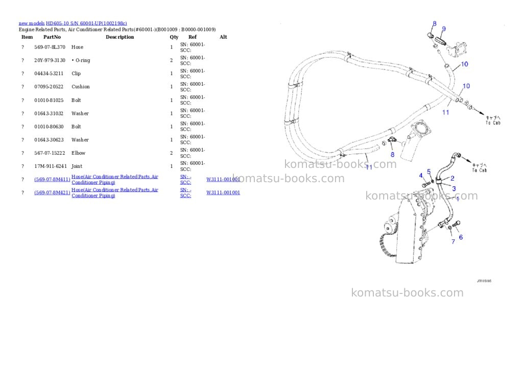 Komatsu HD605-10 S/N 60001-UP Parts catalog cover Page 9