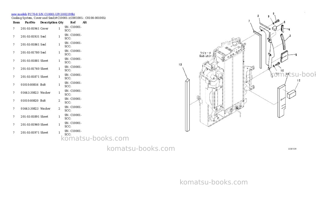 Komatsu PC70-8 S/N C10001-UP Parts catalog cover Page 8 Komatsu PC70-8 S/N C10001-UP Parts catalog cover Page 8