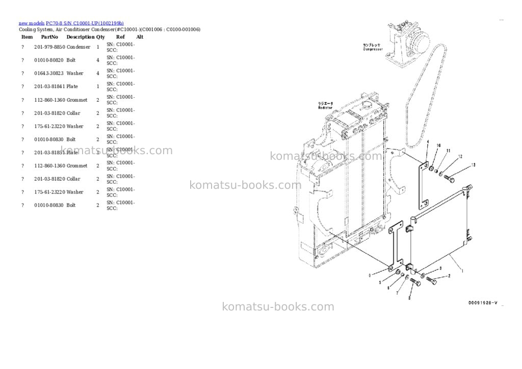 Komatsu PC70-8 S/N C10001-UP Parts catalog cover Page 9 Komatsu PC70-8 S/N C10001-UP Parts catalog cover Page 9