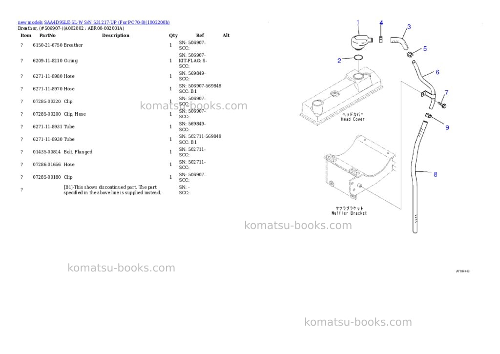 Komatsu SAA4D95LE-5L-W S/N 531217-UP (For PC70-8) Parts catalog cover Page 4