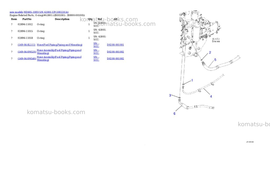 Komatsu HD605-10E0 S/N 63001-UP Parts catalog cover Page 5