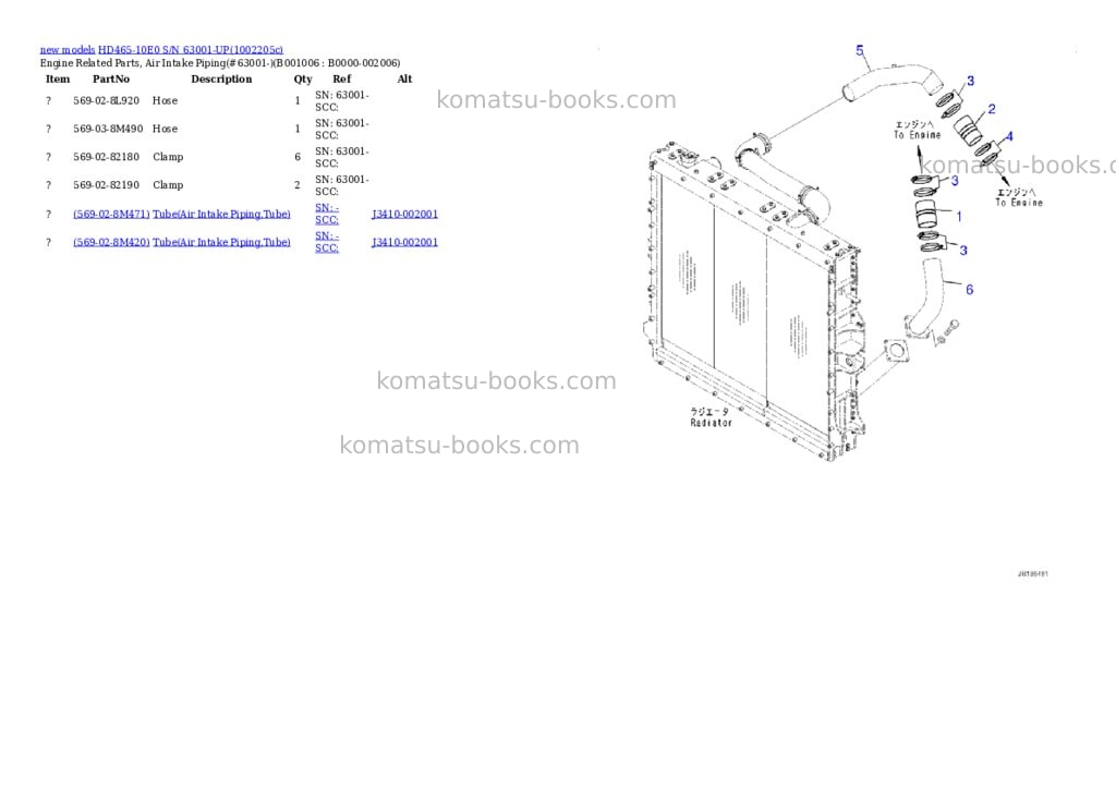 Komatsu HD465-10E0 S/N 63001-UP Parts catalog cover Page 6 Komatsu HD465-10E0 S/N 63001-UP Parts catalog cover Page 6