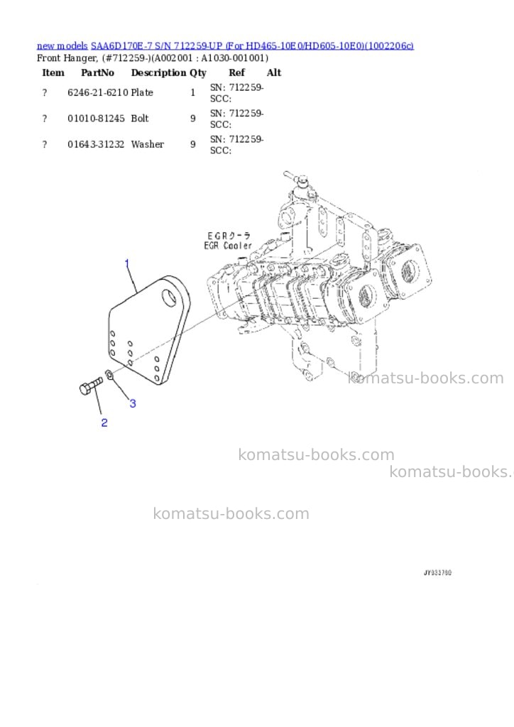 Komatsu SAA6D170E-7 S/N 712259-UP (For HD465-10E0/HD605-10E0) Parts catalog cover Page 2 Komatsu SAA6D170E-7 S/N 712259-UP (For HD465-10E0/HD605-10E0) Parts catalog cover Page 2