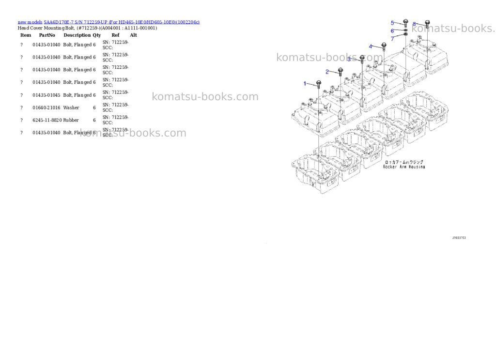 Komatsu SAA6D170E-7 S/N 712259-UP (For HD465-10E0/HD605-10E0) Parts catalog cover Page 4 Komatsu SAA6D170E-7 S/N 712259-UP (For HD465-10E0/HD605-10E0) Parts catalog cover Page 4