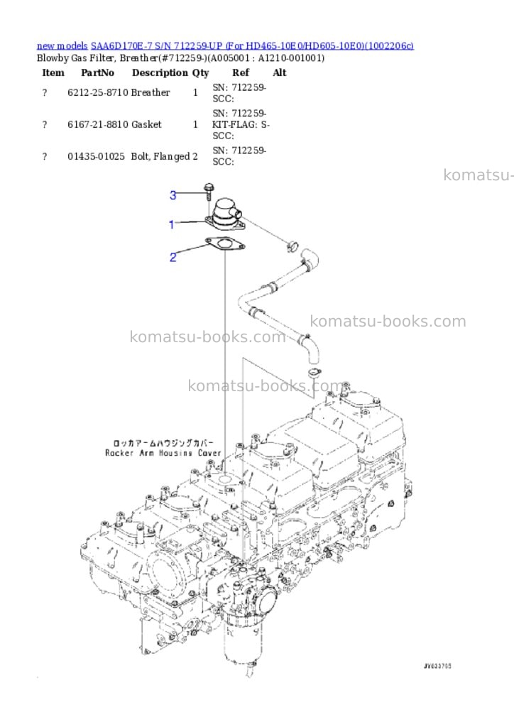 Komatsu SAA6D170E-7 S/N 712259-UP (For HD465-10E0/HD605-10E0) Parts catalog cover Page 5 Komatsu SAA6D170E-7 S/N 712259-UP (For HD465-10E0/HD605-10E0) Parts catalog cover Page 5